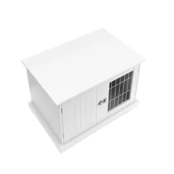 Hundehütte mit Tür 83 x 59 x 51 cm weiss