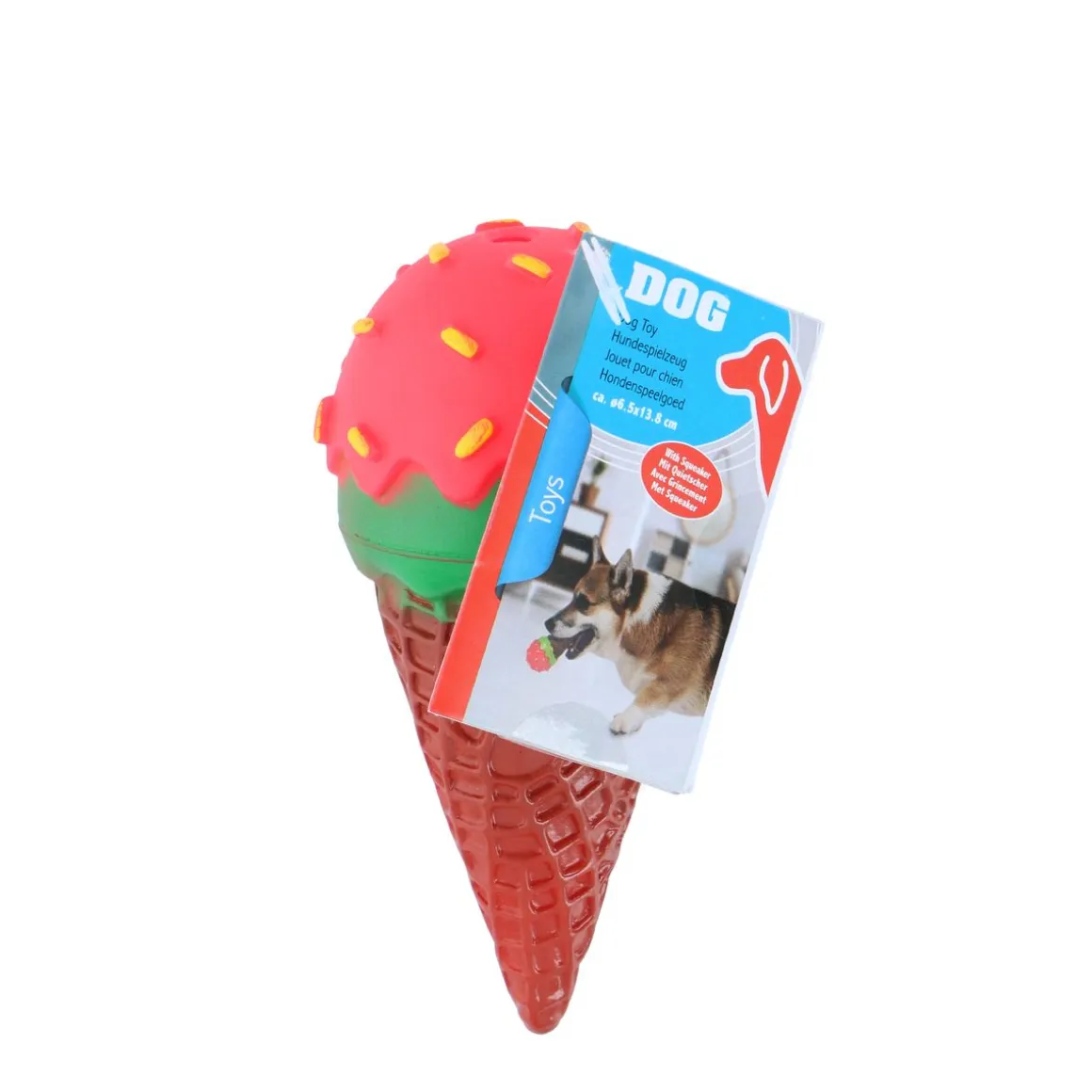 Hundespielzeug Eiswaffel 7 x 14 cm bunt