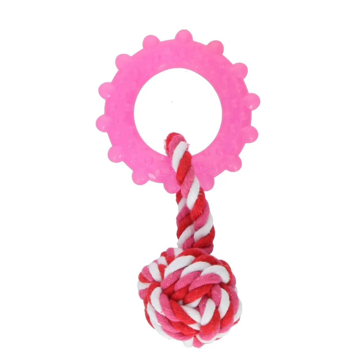 Hundespielzeug Tau Knoten und Beissring 16 cm