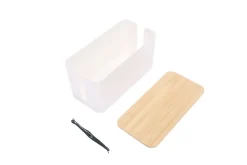 Kabelbox klein mit Holzdeckel weiss