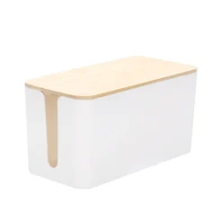 Kabelbox klein mit Holzdeckel weiss