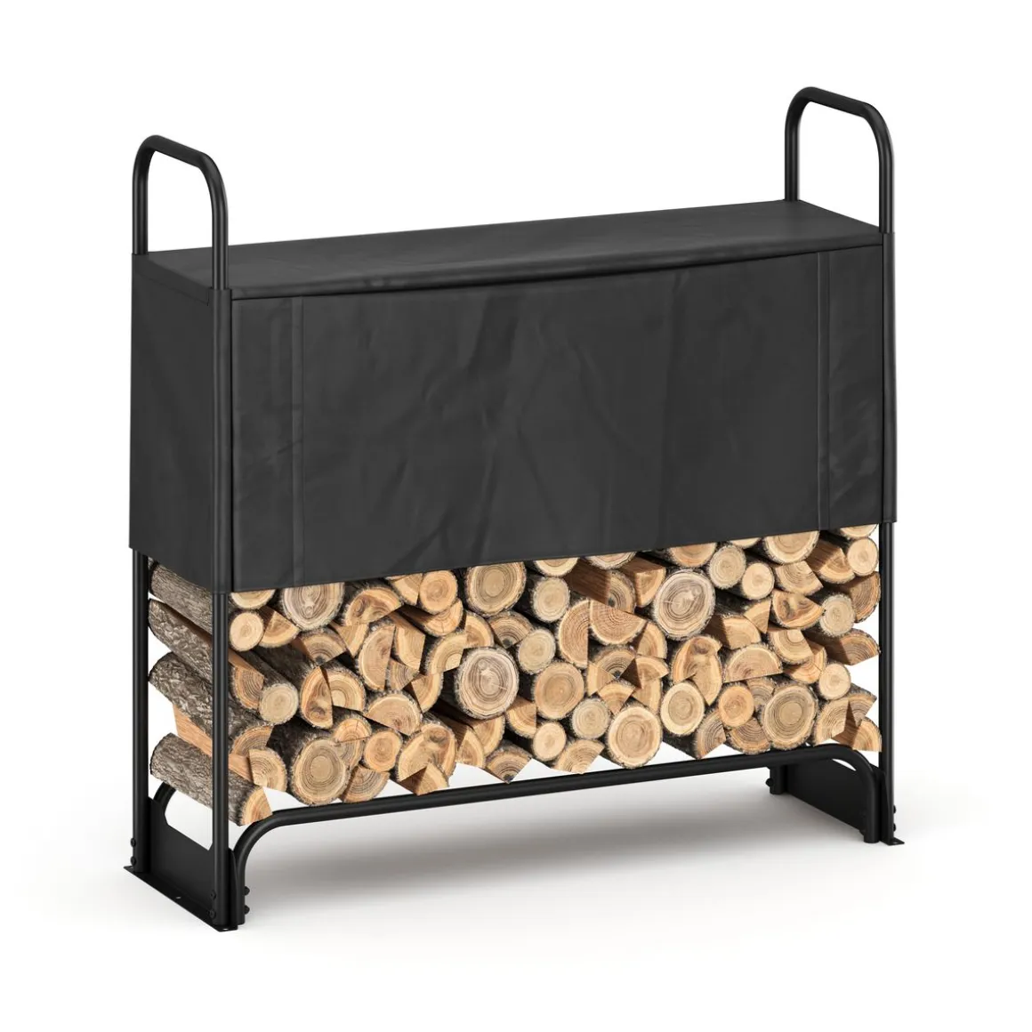Kaminholzregal mit Abdeckung HELM 120 x 36 x 117 cm schwarz