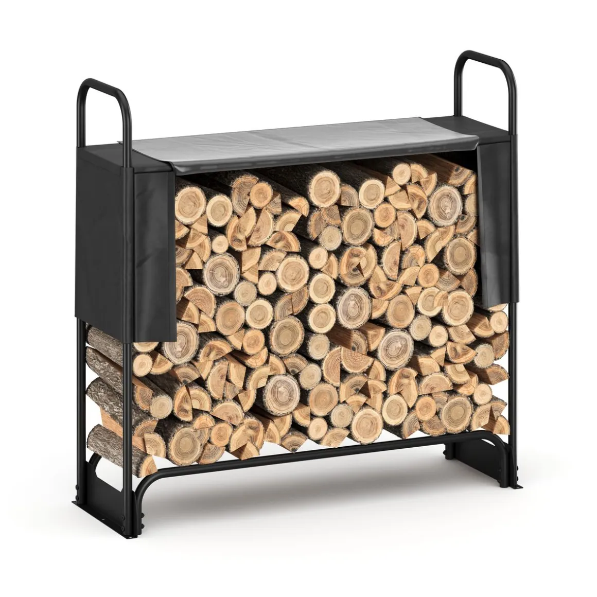 Kaminholzregal mit Abdeckung HELM 120 x 36 x 117 cm schwarz