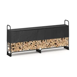 Kaminholzregal mit Abdeckung HELM 260 x 36 x 117 cm schwarz