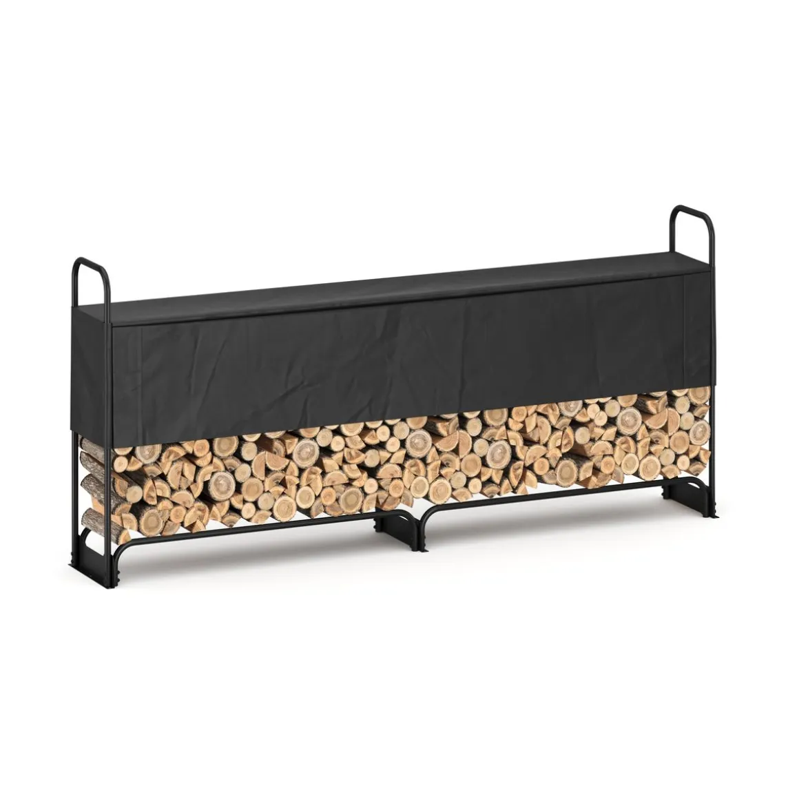 Kaminholzregal mit Abdeckung HELM 260 x 36 x 117 cm schwarz