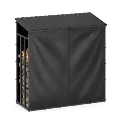 Kaminholzregal mit Dach FARGO 185 x 70 x 185 cm schwarz