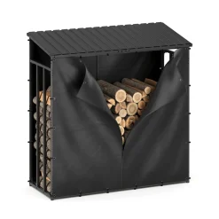 Kaminholzregal mit Dach FARGO 185 x 70 x 185 cm schwarz