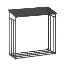 Kaminholzregal mit Dach FARGO 185 x 70 x 185 cm schwarz
