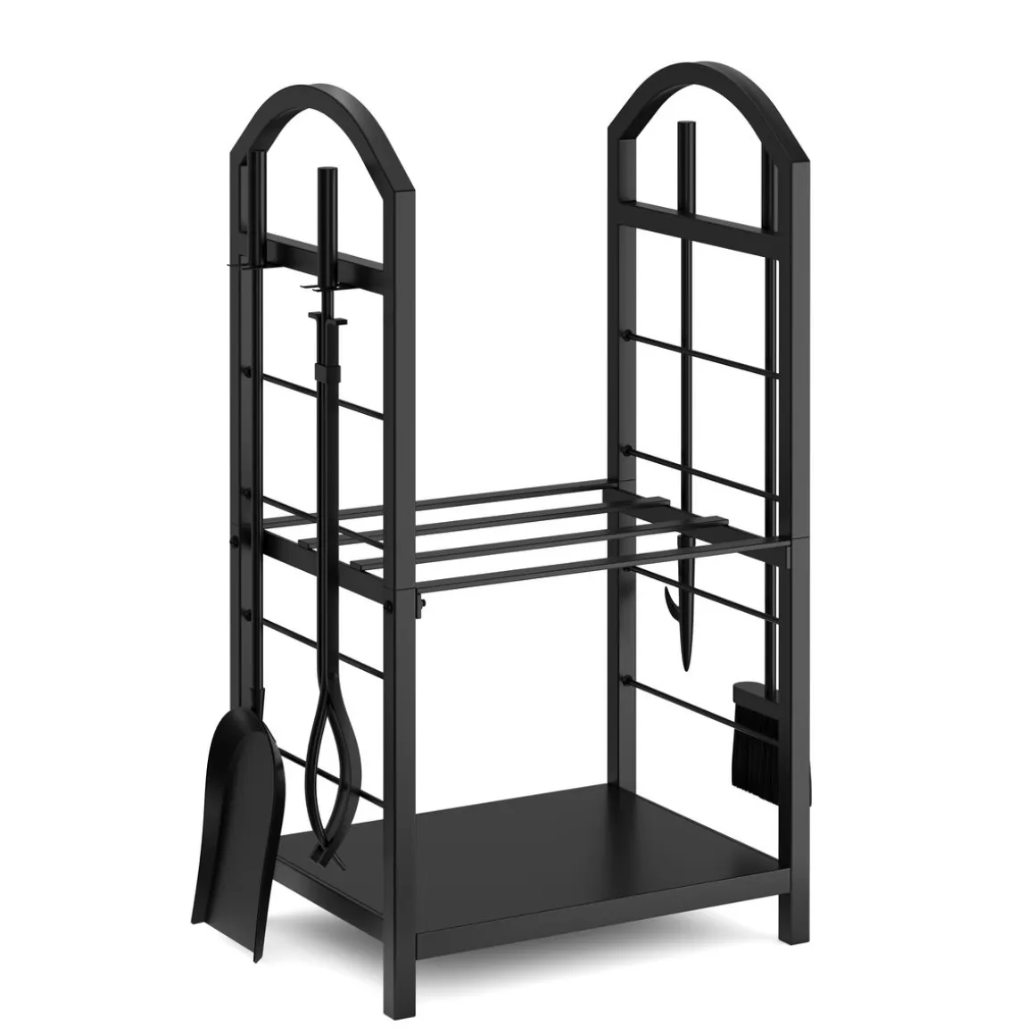 Kaminholzregal mit Kaminbesteck 40 x 30 x 74 cm
