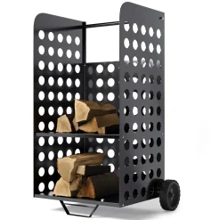 Kaminholzwagen Metall schwarz