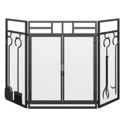 Kaminschutzgitter mit Kaminwerkzeug 123 x 77 cm