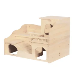Kaninchen Meerschweinchen Haus Holz 55 x 39 x 39 cm natur