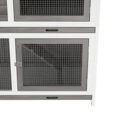Kaninchenstall Holz BUNNIX 140 x 53 x 110 cm grau/weiss
