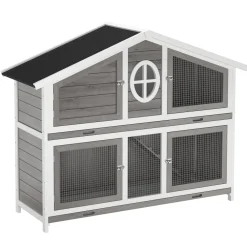 Kaninchenstall Holz BUNNIX 140 x 53 x 110 cm grau/weiss