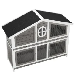 Kaninchenstall Holz BUNNIX 140 x 53 x 110 cm grau/weiss