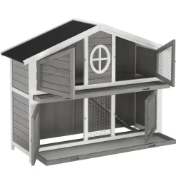 Kaninchenstall Holz BUNNIX 140 x 53 x 110 cm grau/weiss