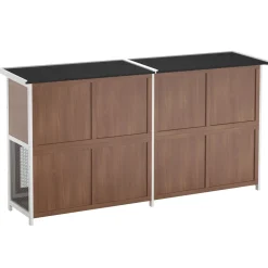 Kaninchenstall Holz BUNZO 211 x 52 x 107 cm natur/weiss