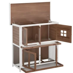 Kaninchenstall Holz BUNZO 110 x 52 x 108 cm natur/weiss