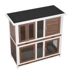 Kaninchenstall Holz FLUFFY 100 x 50 x 105 cm weiss/natur