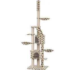 Katzenbaum BALU 265 cm beige mit Pfoten
