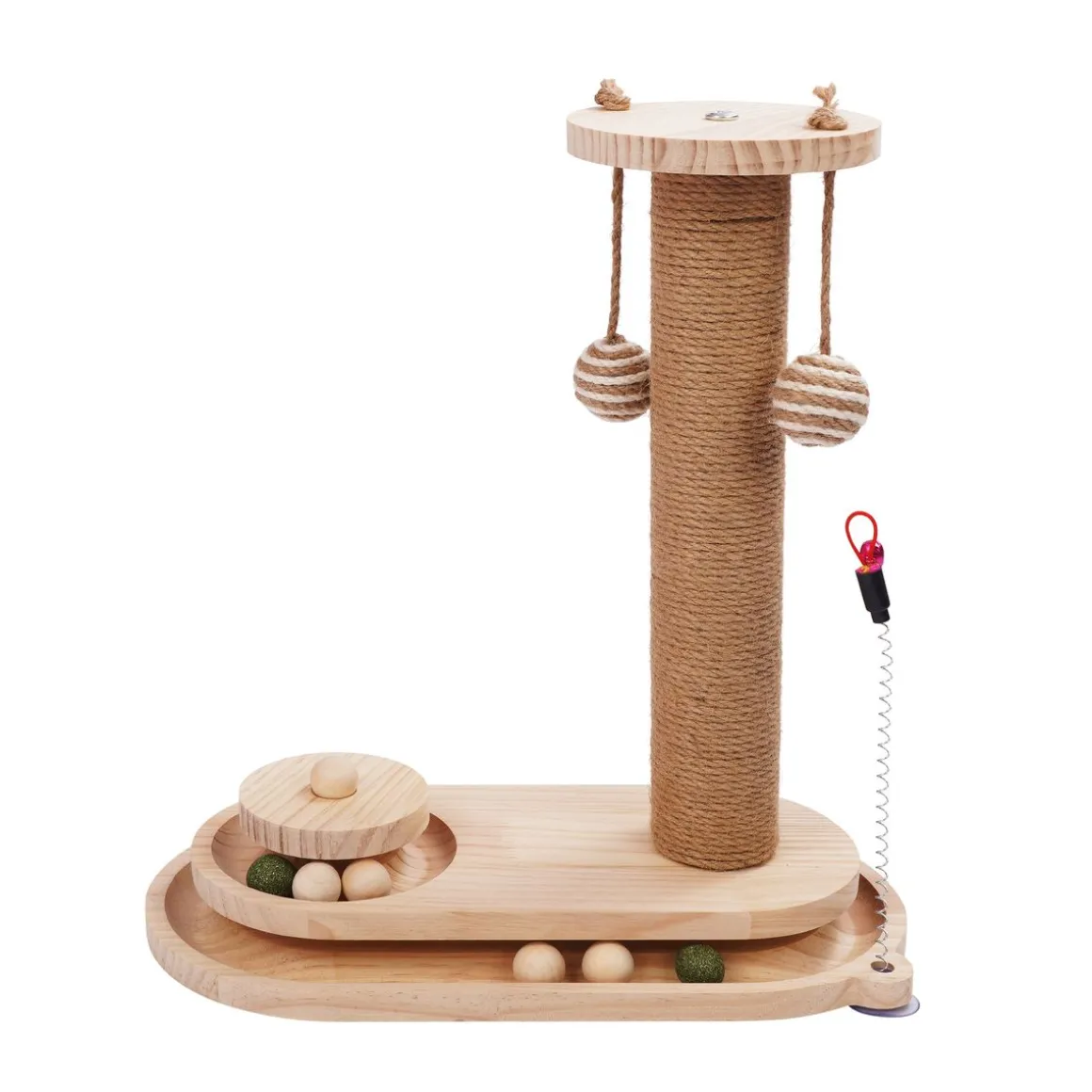 Katzenbaum Kratzstamm mit Spielzeug 42 x 38 cm braun
