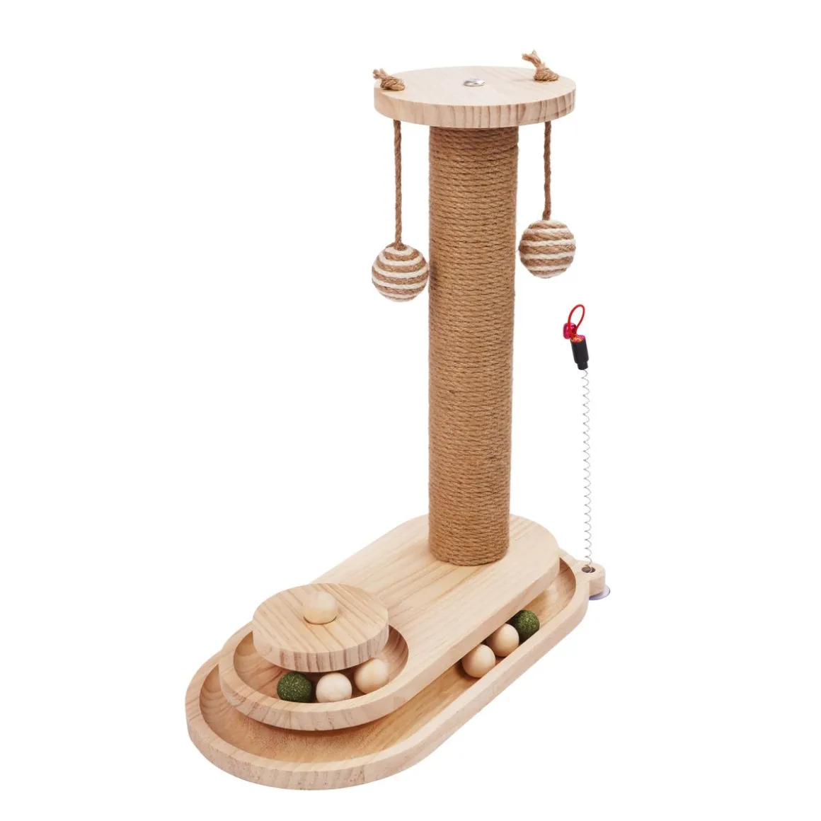 Katzenbaum Kratzstamm mit Spielzeug 42 x 38 cm braun