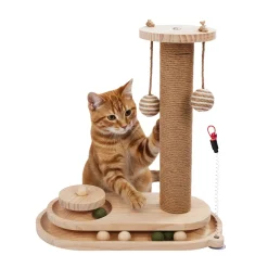 Katzenbaum Kratzstamm mit Spielzeug 42 x 38 cm braun