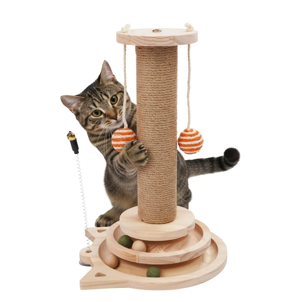 Katzenbaum Kratzstamm mit Spielzeug 26 x 40 cm braun | GONSER.CH