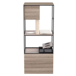 Katzenbaum mit Katzentoilette und Fressstation 146 cm natur