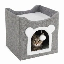 Katzenbett Höhle faltbar 42 x 42 x 36 cm grau