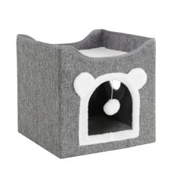 Katzenbett Höhle faltbar 42 x 42 x 36 cm grau