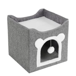 Katzenbett Höhle faltbar 42 x 42 x 36 cm grau
