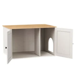 Katzenhaus für Katzentoilette 80 x 53 x 50 cm weiss/braun