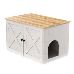 Katzenhaus für Katzentoilette 80 x 53 x 50 cm weiss/braun