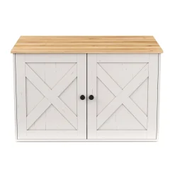 Katzenhaus für Katzentoilette 80 x 53 x 50 cm weiss/braun