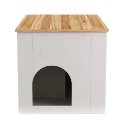 Katzenhaus für Katzentoilette 80 x 53 x 50 cm weiss/braun