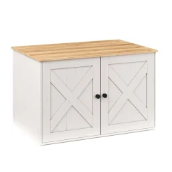 Katzenhaus für Katzentoilette 80 x 53 x 50 cm weiss/braun