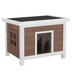 Katzenhaus Outdoor Holz 57 x 45 x 43 cm natur/weiss