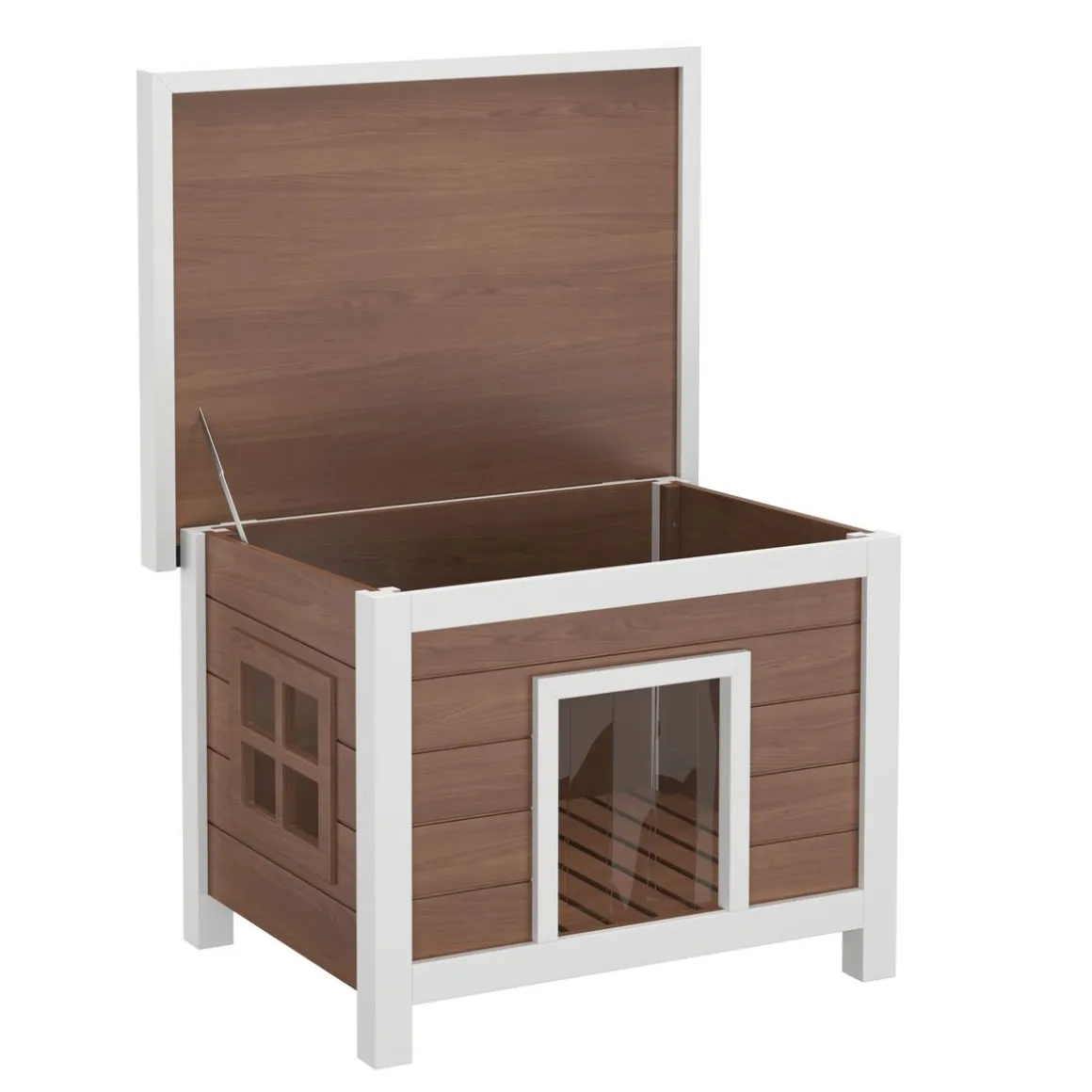 Katzenhaus Outdoor Holz 57 x 45 x 43 cm natur/weiss