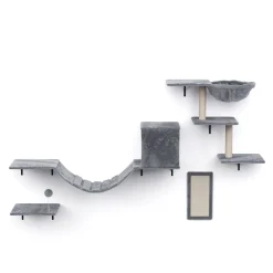 Katzenkletterwand Set DAYANA 4-teilig grau