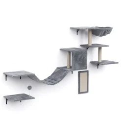 Katzenkletterwand Set DAYANA 4-teilig grau