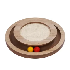Katzenspielzeug Kratzbrett mit Kugelbahn 28 cm braun