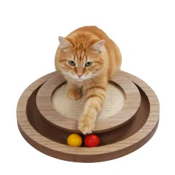 Katzenspielzeug Kratzbrett mit Kugelbahn 28 cm braun