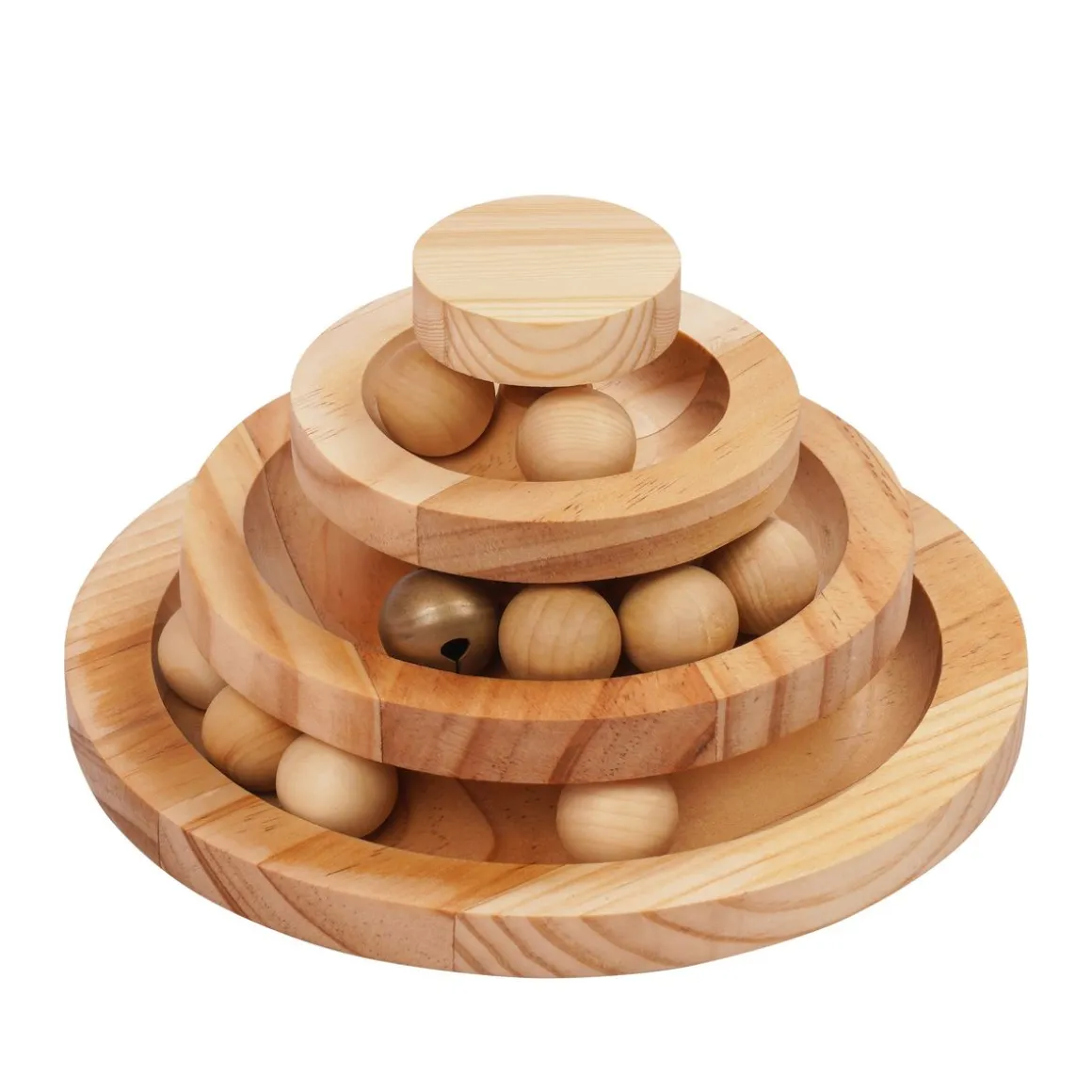 Katzenspielzeug Kugelbahn Holz 21 x 11 cm natur