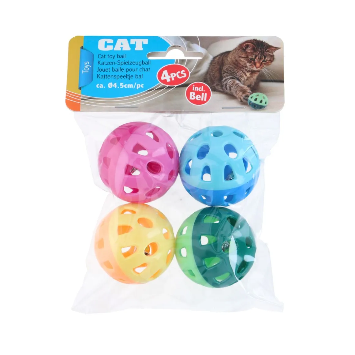 Katzenspielzeug Set Ball mit Kugel 5 cm 4-teilig