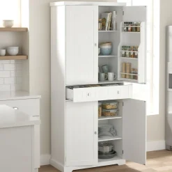 Küchenbuffet Hochschrank 76 x 182 cm weiss