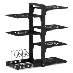 Küchenregal Pfannenhalter Metall 7 Etagen 51 x 21 x 53 cm schwarz