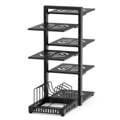 Küchenregal Pfannenhalter Metall 7 Etagen 51 x 21 x 53 cm schwarz