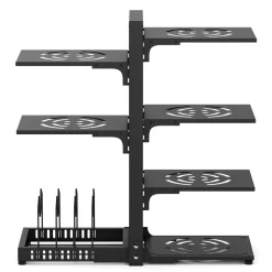 Küchenregal Pfannenhalter Metall 7 Etagen 51 x 21 x 53 cm schwarz