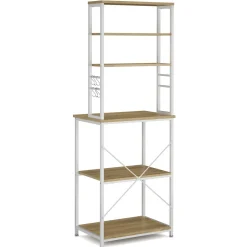 Küchenregal 60 x 167 x 40 cm hellbraun/weiss